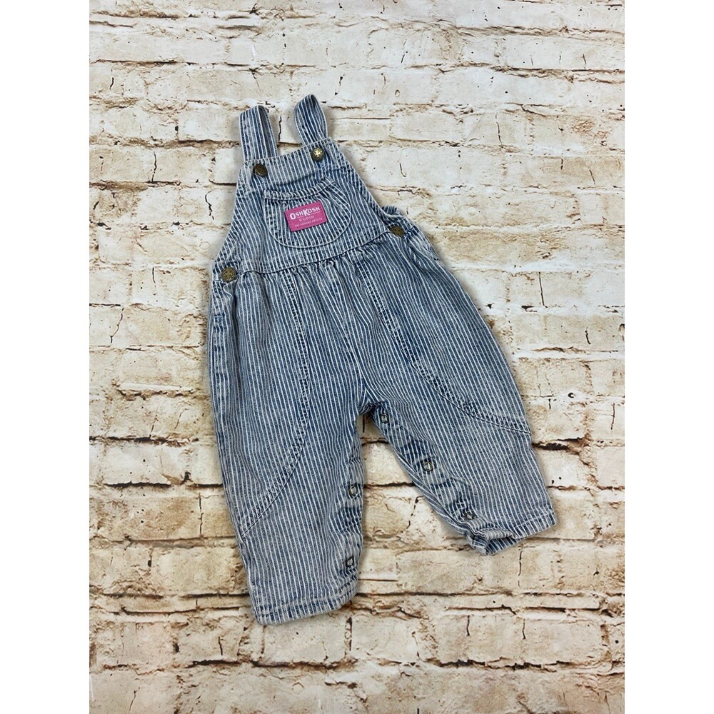 Vintage 80s Oshkosh Stripe Acid Wash Overalls